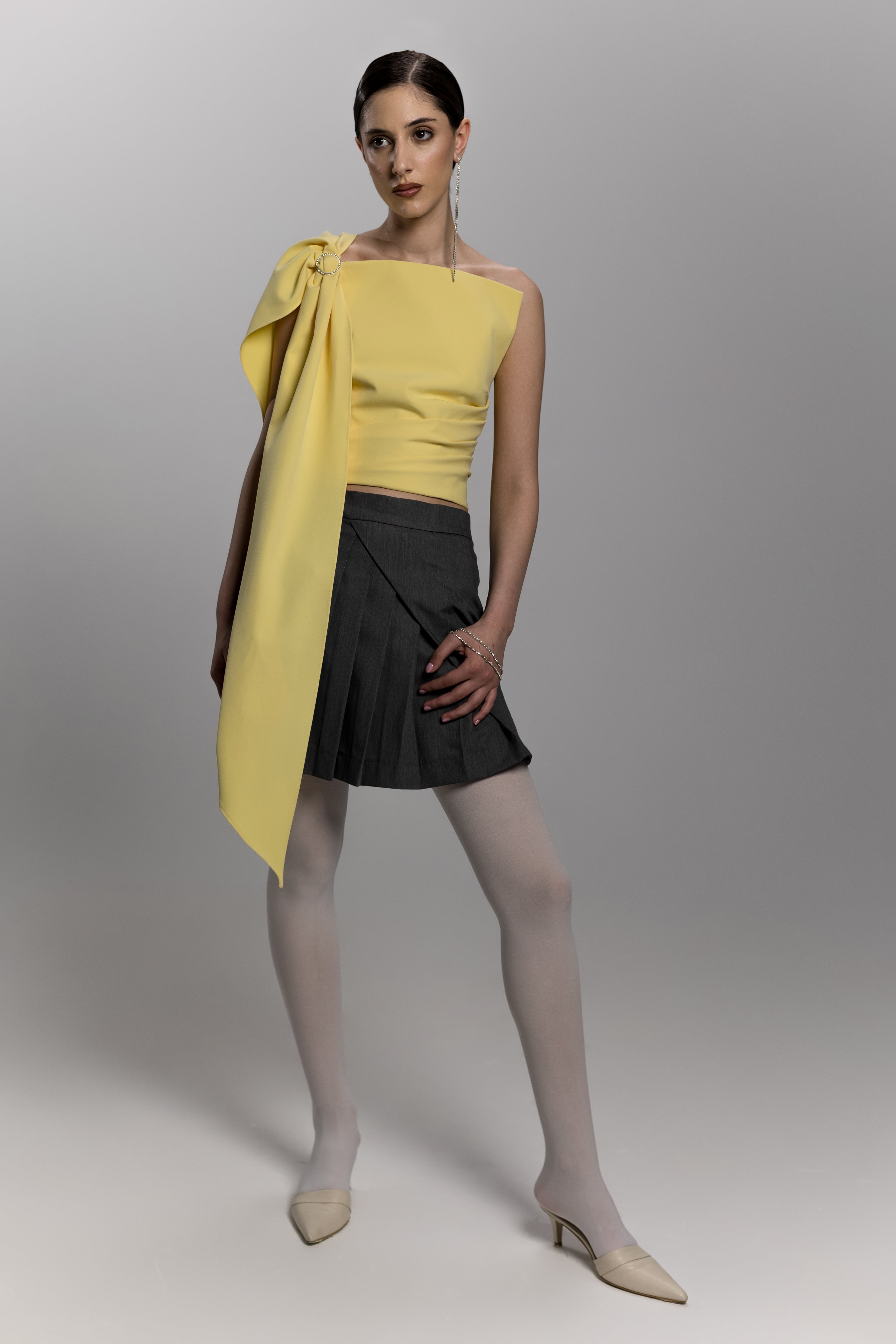 Yellow Draped Corset Top