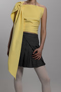 Charcoal Grey Pleated Overlay Mini Skirt