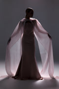 Strapless Corset Gown with Detachable Cape