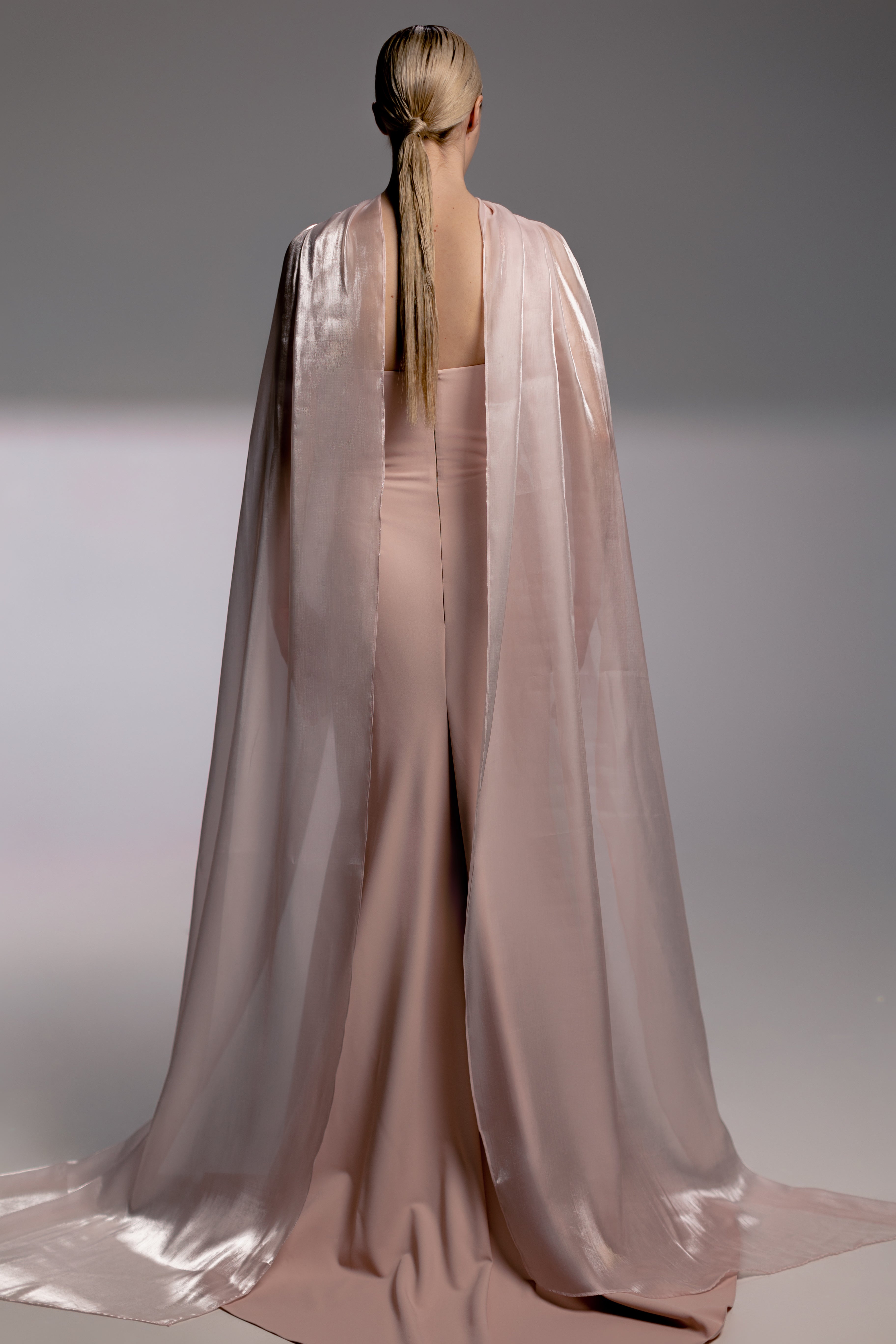 Strapless Corset Gown with Detachable Cape