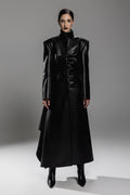 Black Faux Leather Maxi Trench Coat