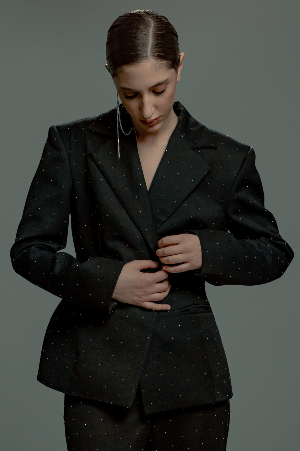 Rhinestone Fitted Hourglass Blazer