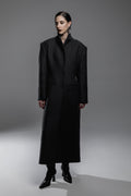 Dark Gray Funnel-Neck Maxi Coat