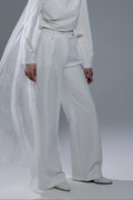 White Tailored Wide-Leg Trousers