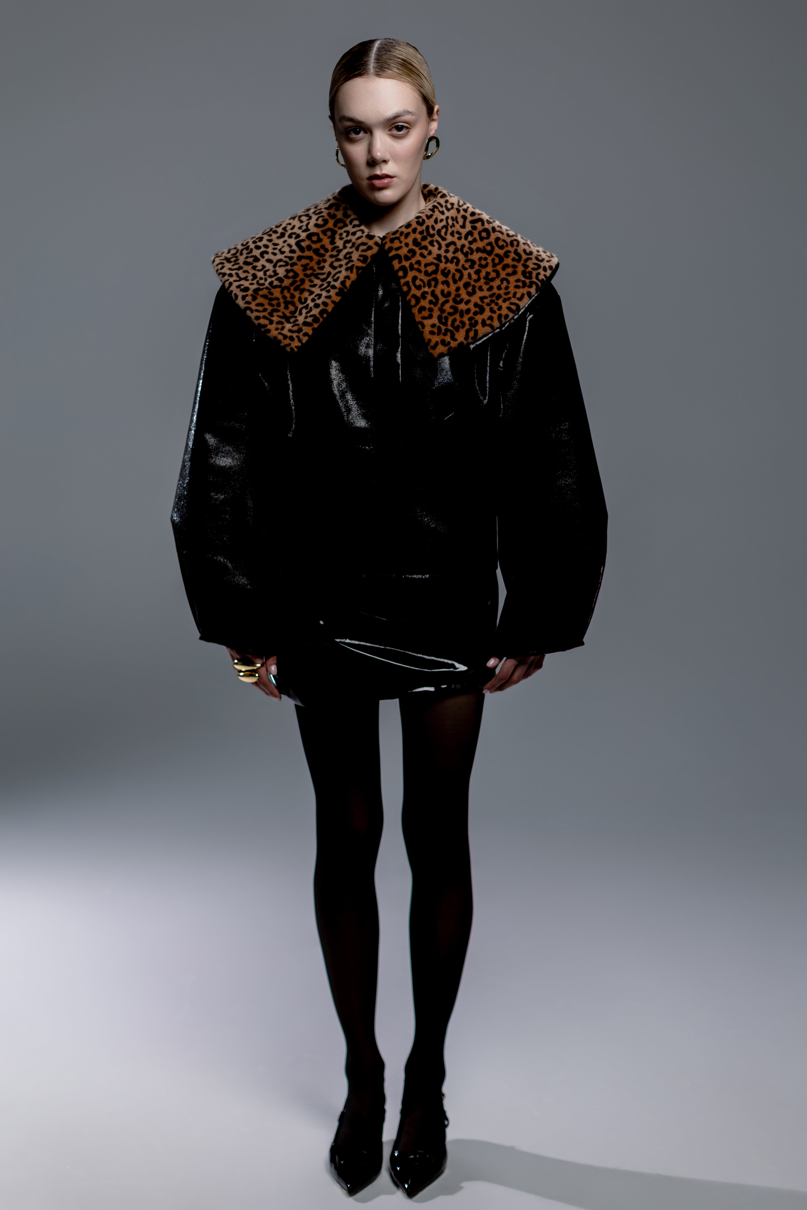 Faux Patent Leather Mini Skirt