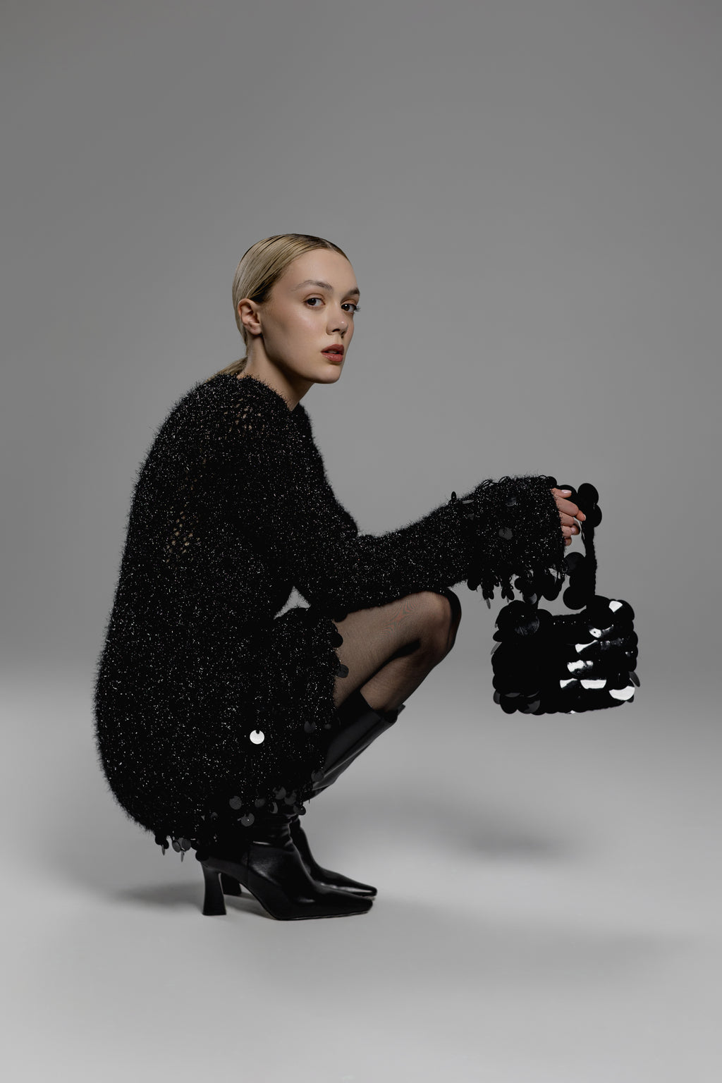 Black Shimmer Mini Dress