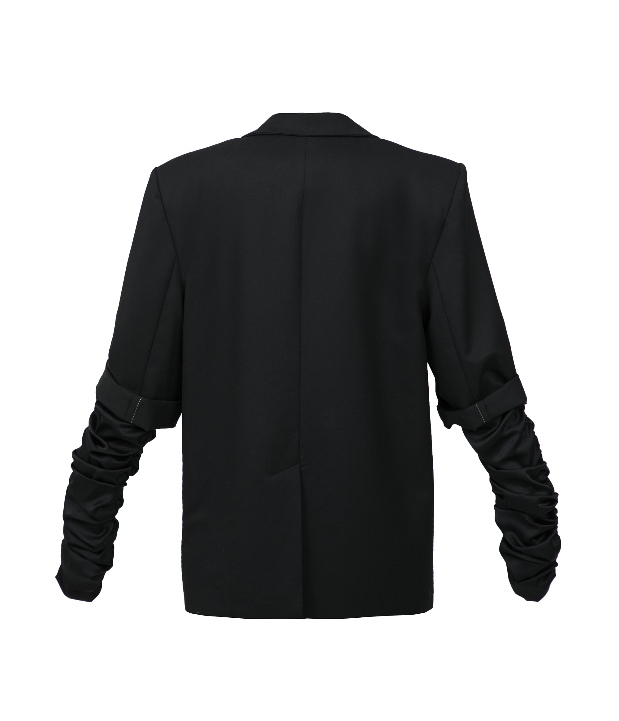 crumple-sleeve black blazer