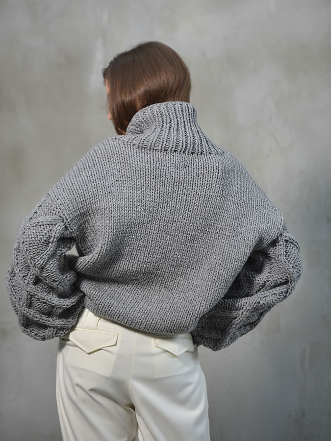 Knitted turtleneck sweater with Pinocchio embroidery (made to order)