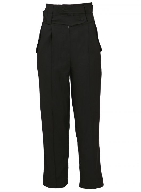 AW21-22. High-waisted black trousers