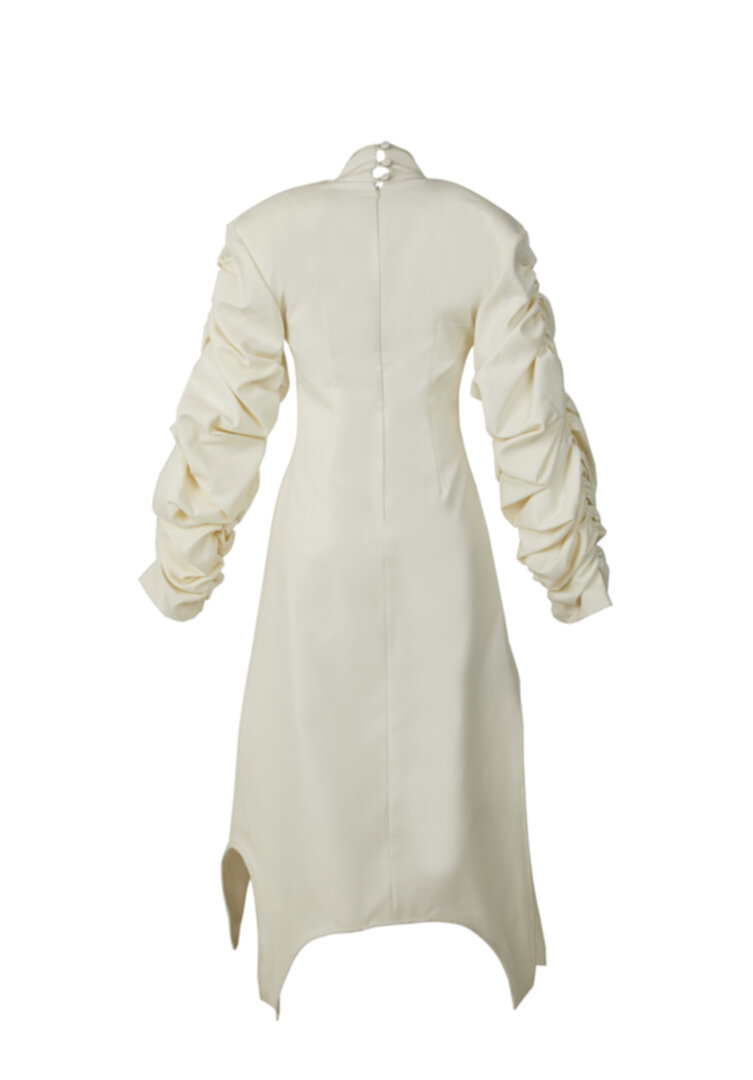 Milky white crumple-sleeve dress