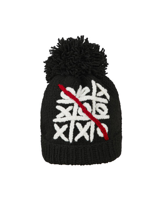 X/O knitted black pompon hat  
