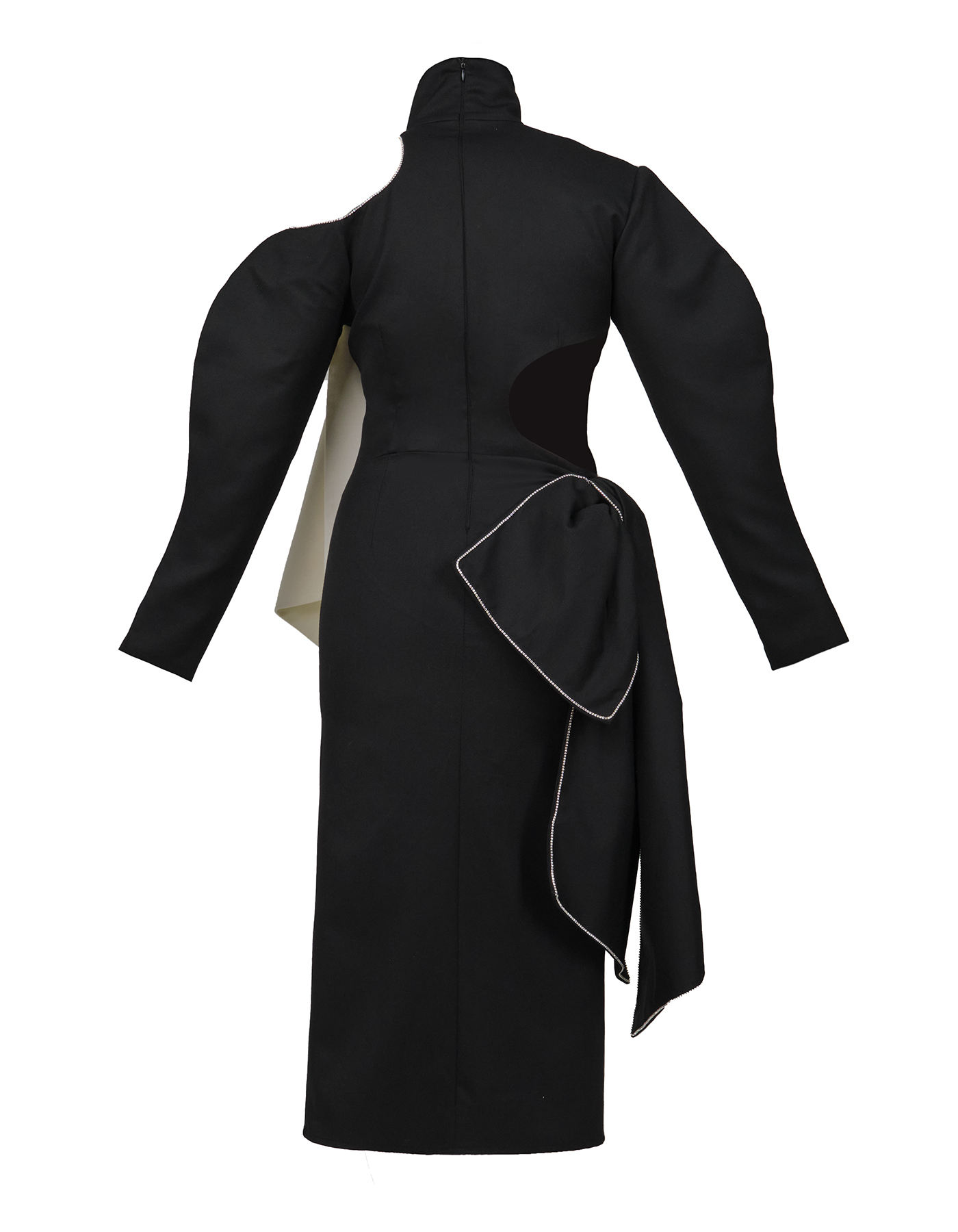 SS22. Black turtleneck dress with bows