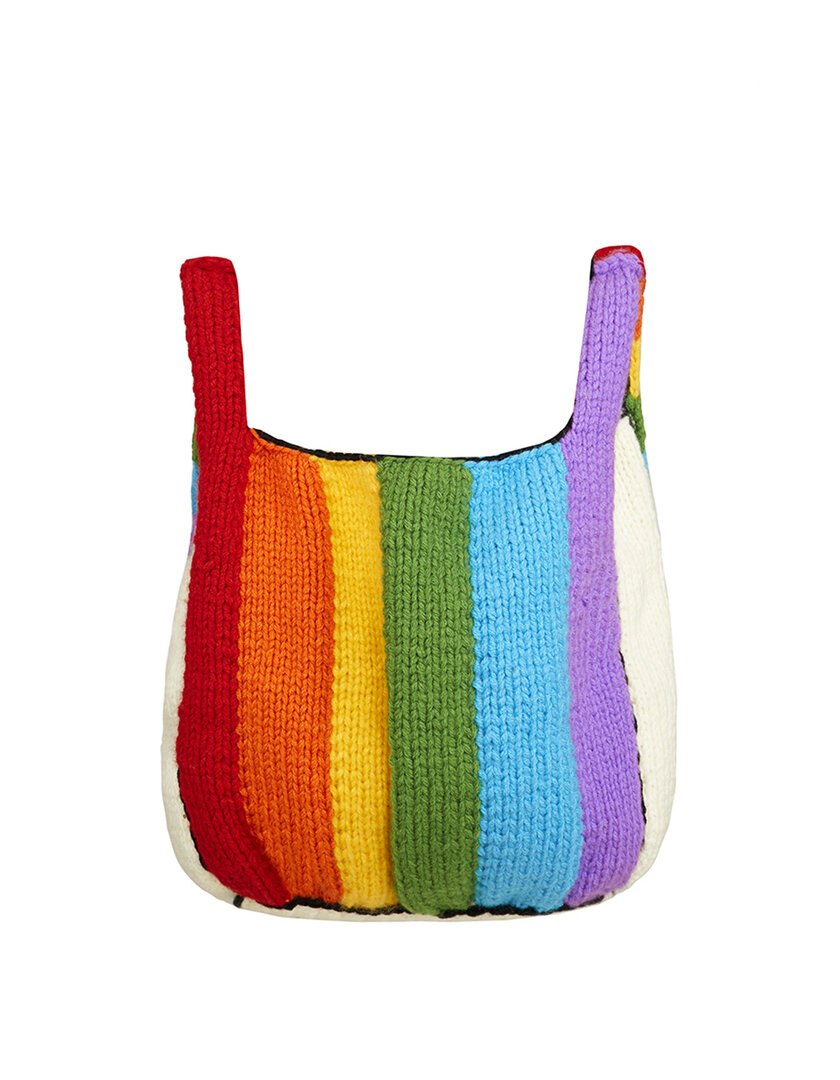 Handmade Love Not War rainbow bag