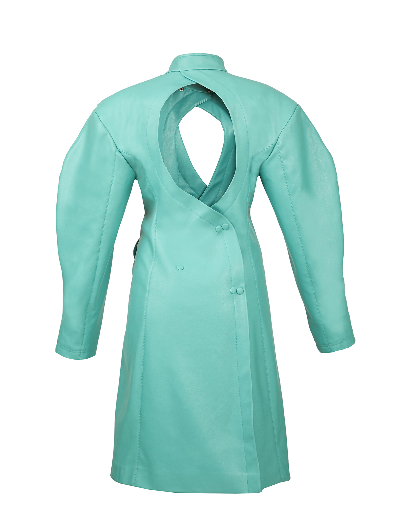 AW21-22. Turquoise puff-sleeve dress (Made to order)
