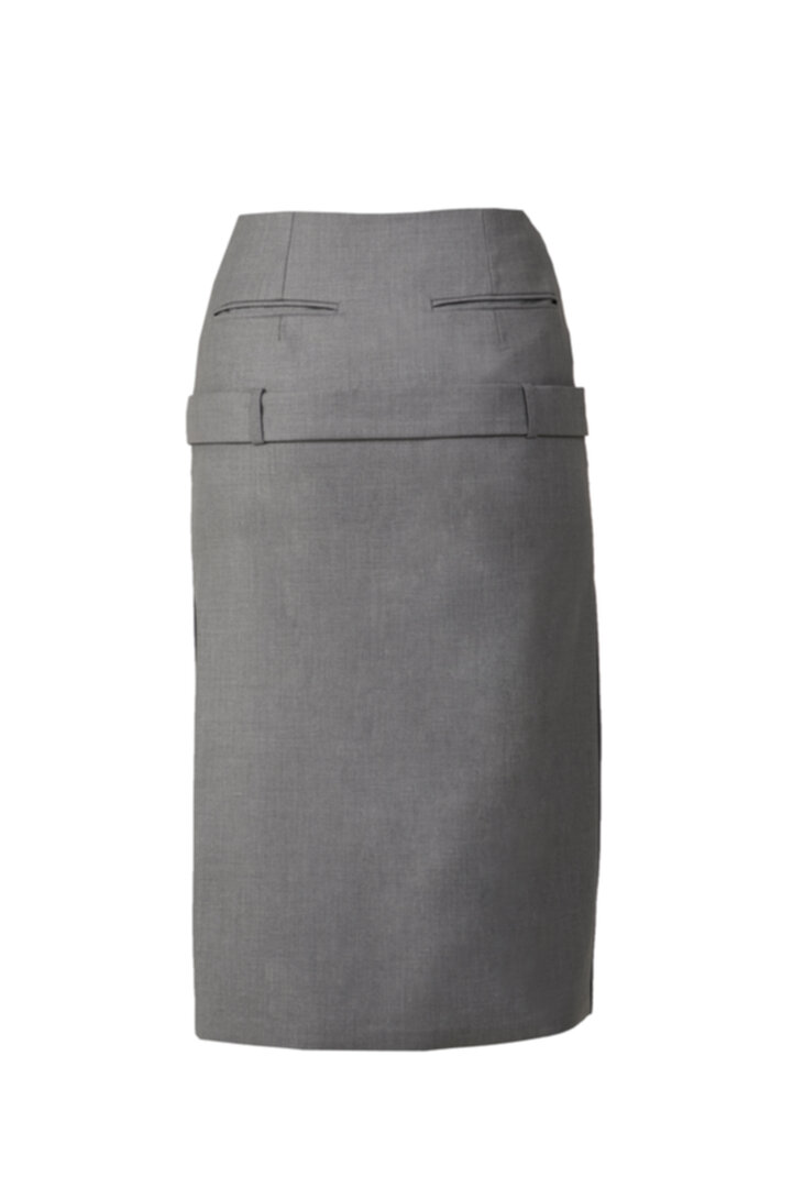 Gray belted midi skirt